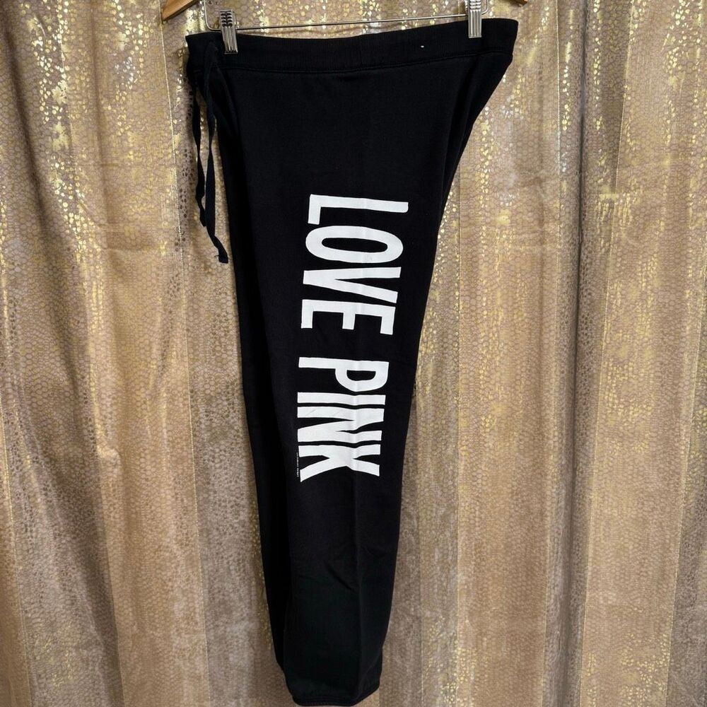 PINK Y2K Victorias Secret Black Love Pink Logo Sweatpants Comfy Small